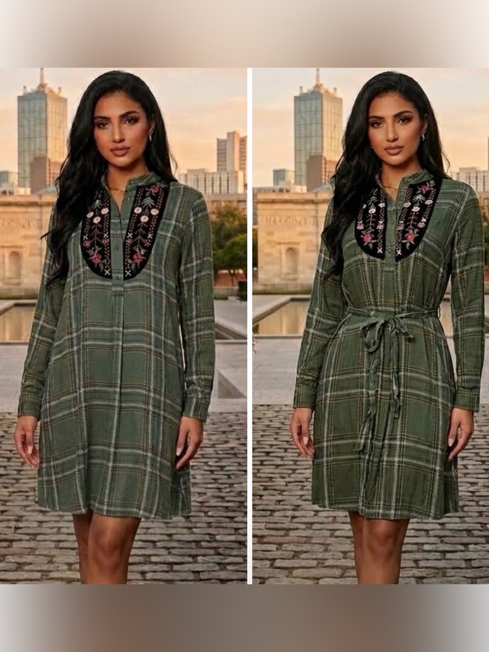 JOHNNY WAS VIVIANA TUXEDO YOKE SHIRT TUNIC DRESS Small